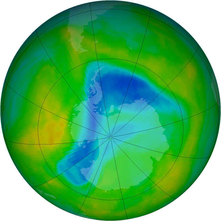 Antarctic ozone map for 02 December 1989